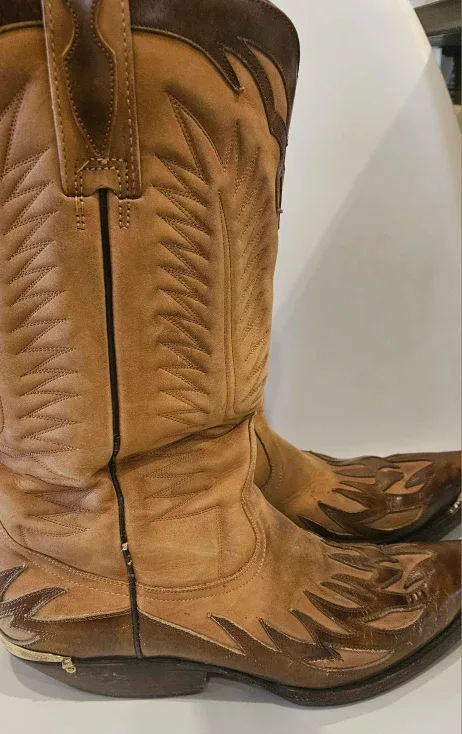 Mens Vintage Cowboy Boots Brown Leather image indicator(2)