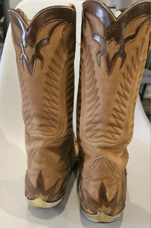 Mens Vintage Cowboy Boots Brown Leather - photo 3