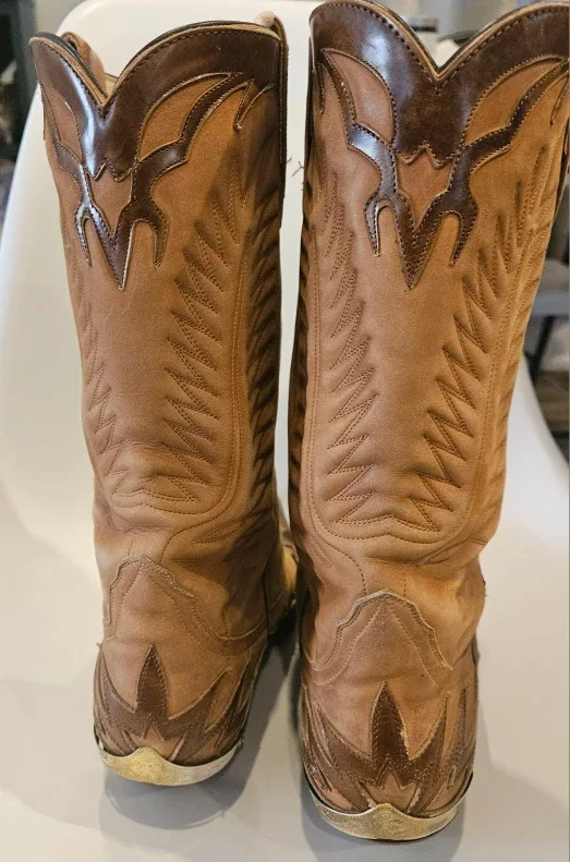 Mens Vintage Cowboy Boots Brown Leather image indicator(3)