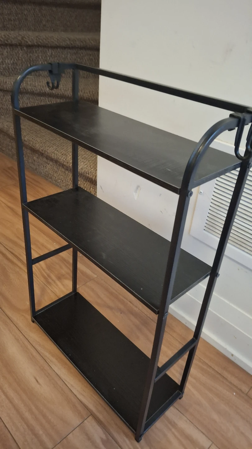 Black 3-Tier Shelf metal and wood - photo 2
