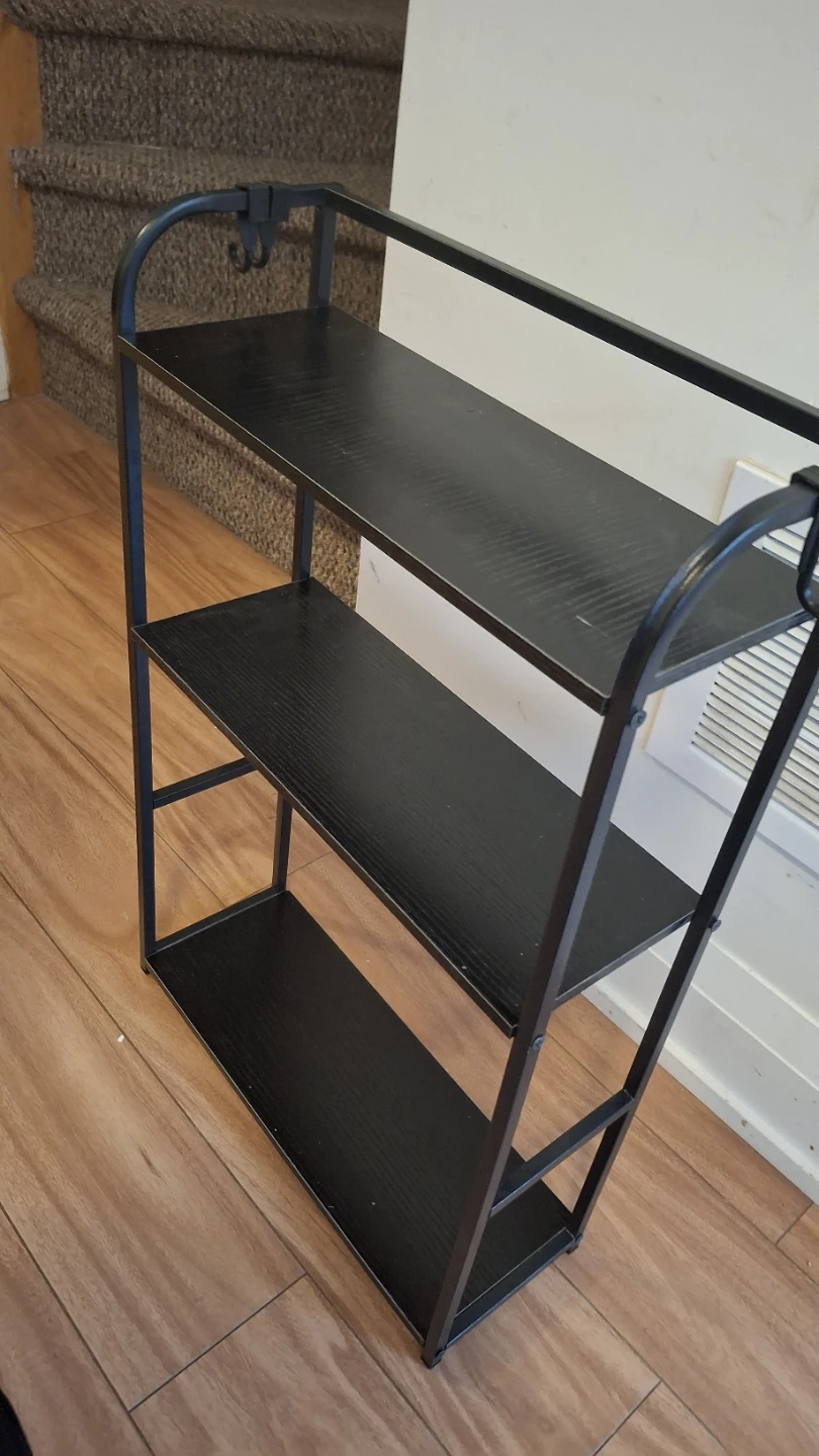 Black 3-Tier Shelf metal and wood - photo 3