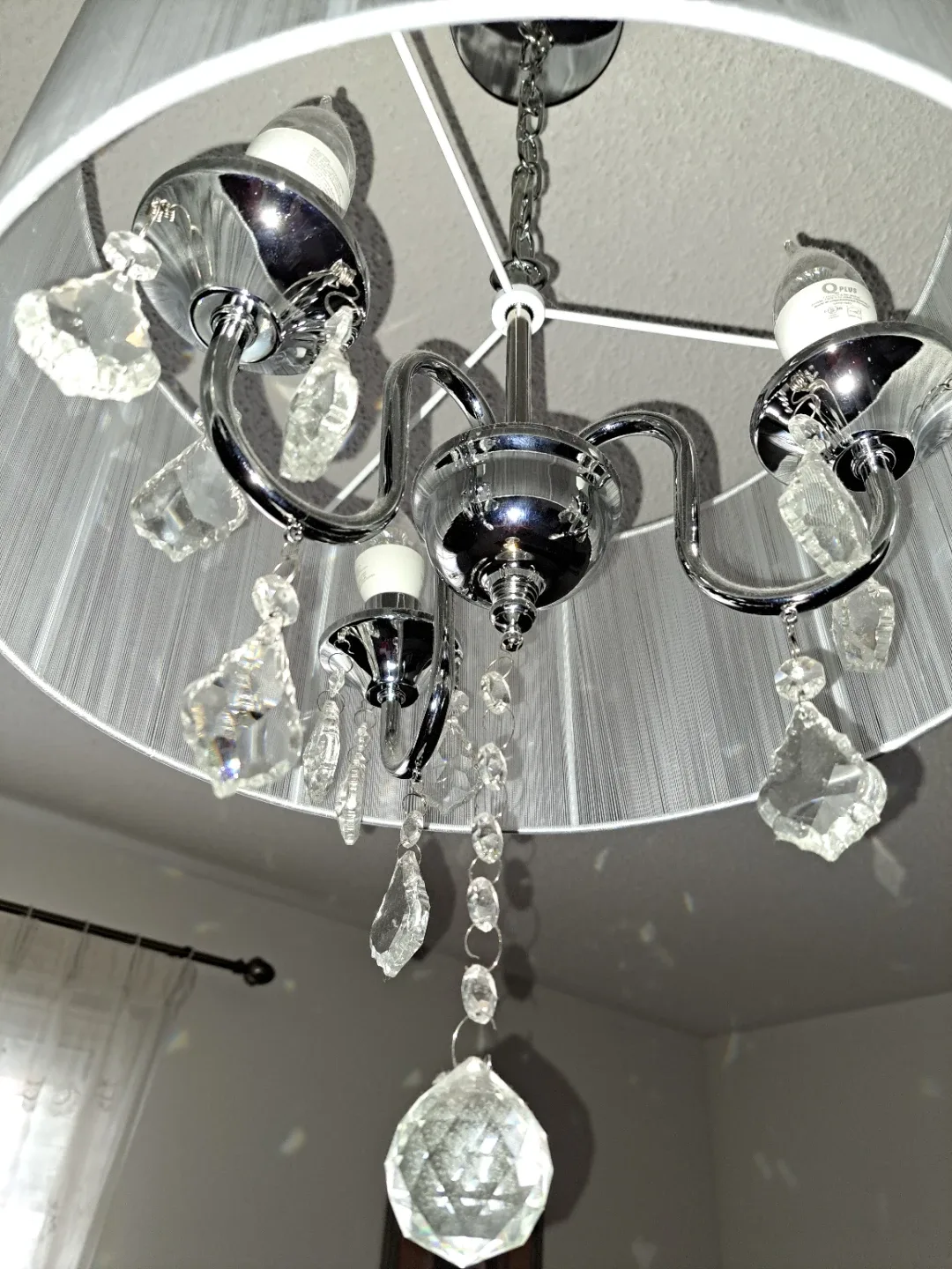Chandelier with White Shade & Crystal Accents image indicator(3)