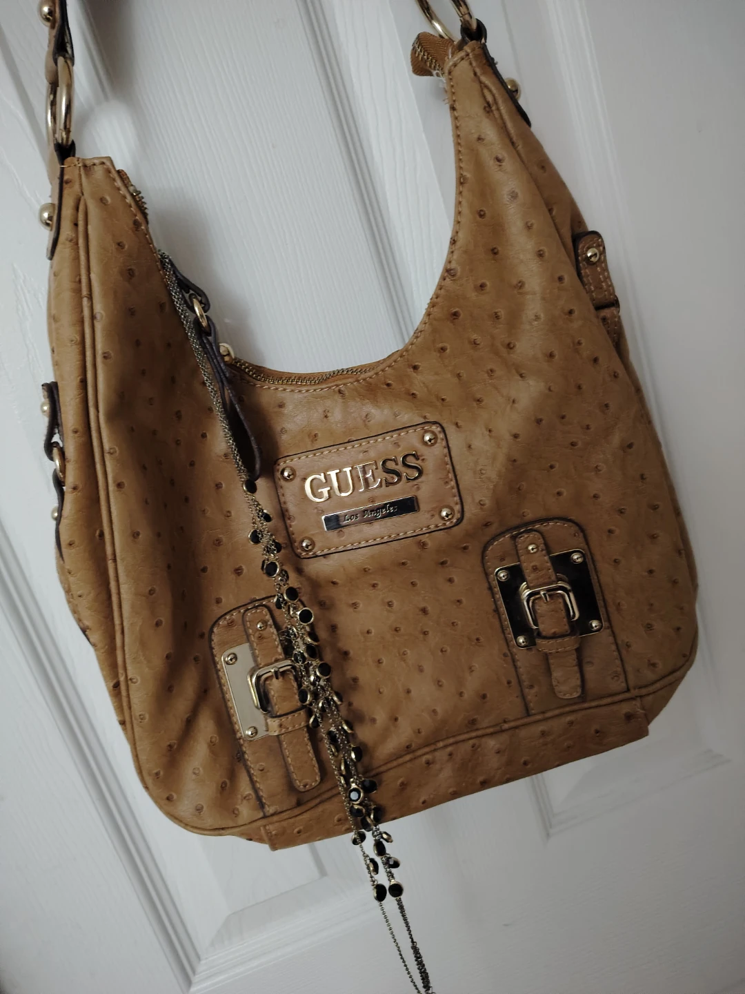 🥕Vintage Guess Ostrich Print Hobo Bag