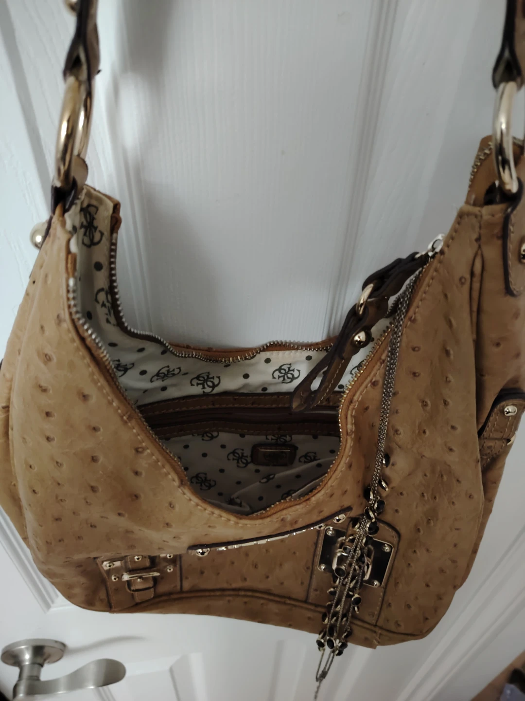 🥕Vintage Guess Ostrich Print Hobo Bag - photo 4