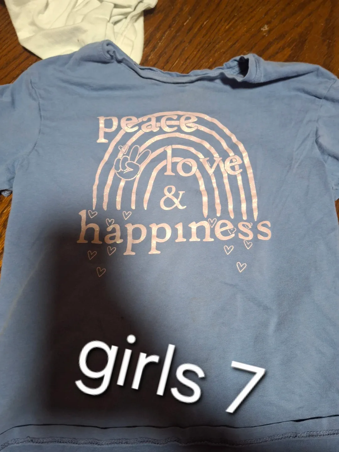 Girls Size 7 Peace Love Happiness T-Shirt