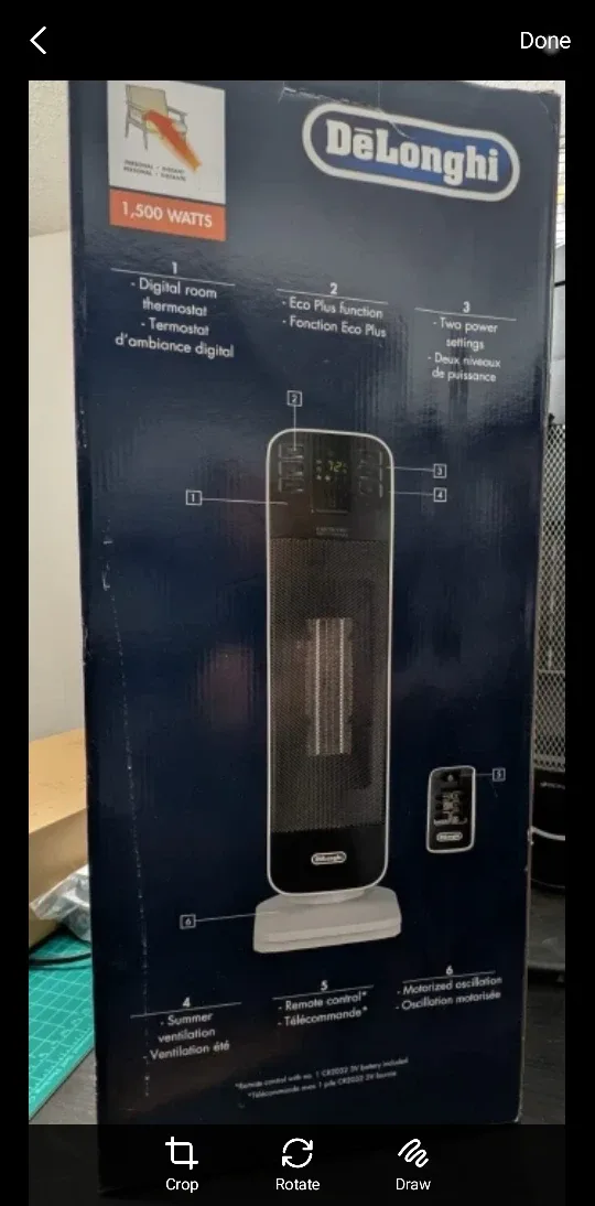 DeLonghi HFX65V15CA Ceramic Tower Heater BRAND NEW! image indicator(2)