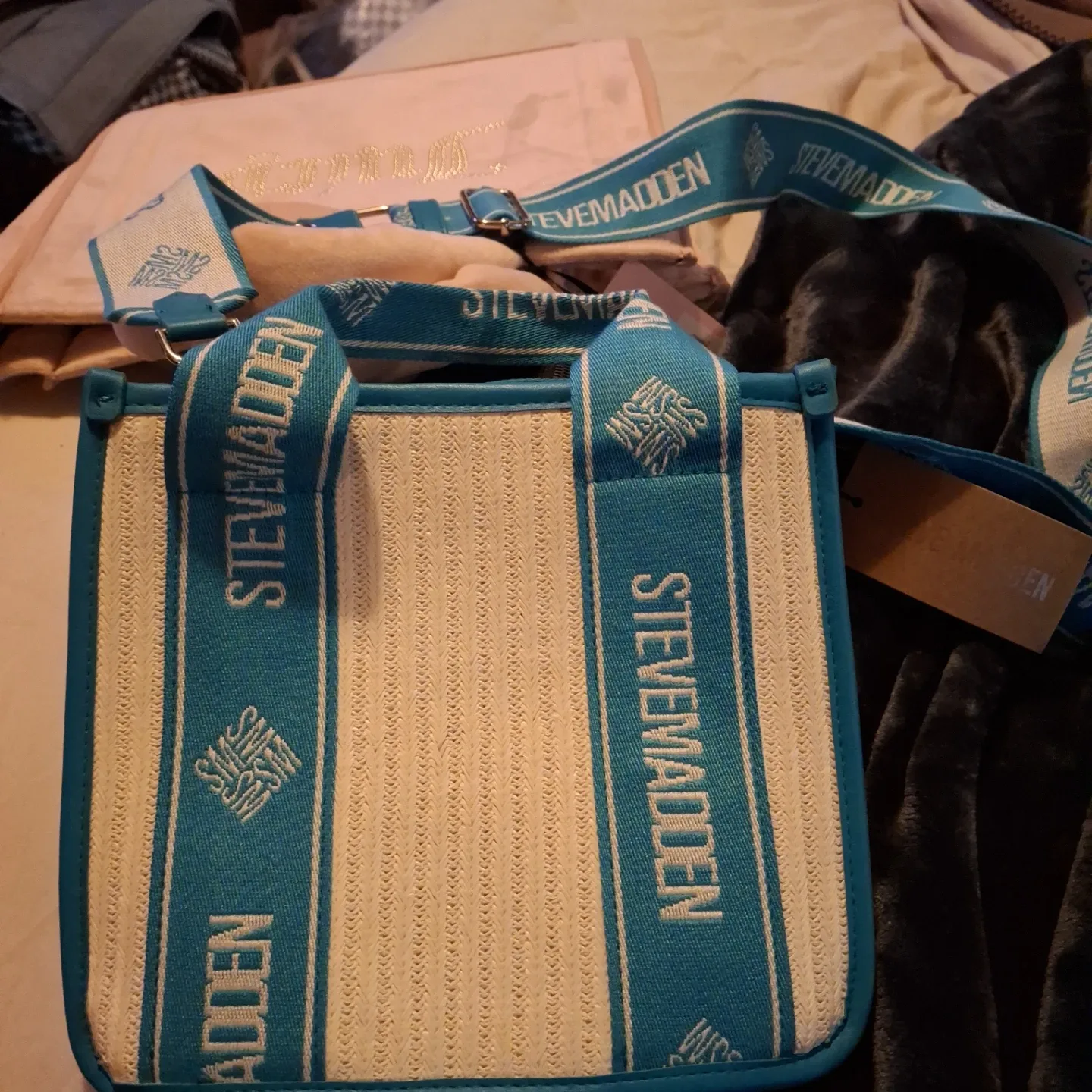 Steve Madden Tote Bag - Blue & Cream image indicator(2)