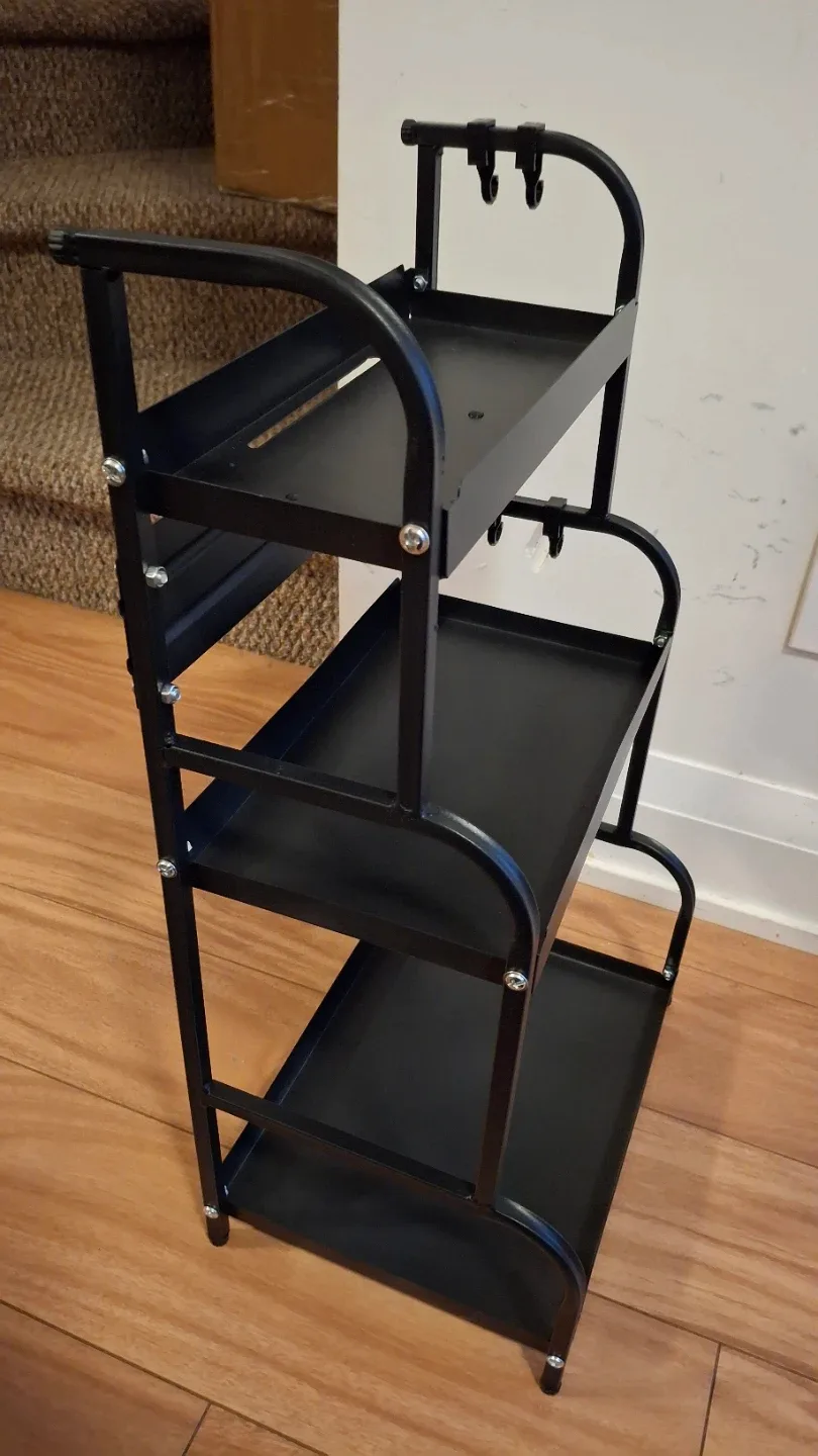 Black 3-Tier metal organizer spice kitchen shelf rack image indicator(4)