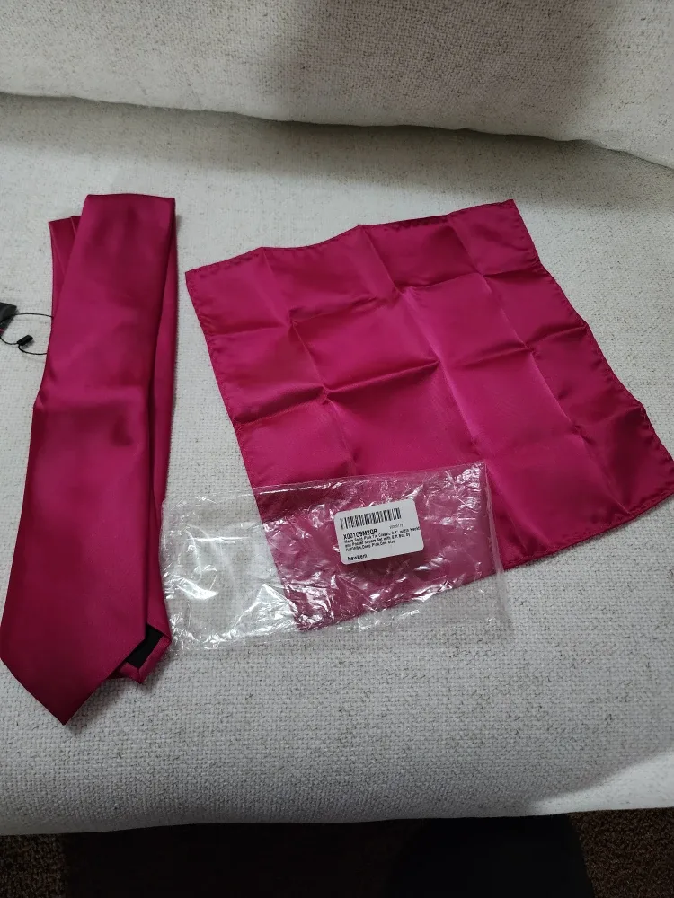 HISDERN Tie & Pocket Square Set - Pink