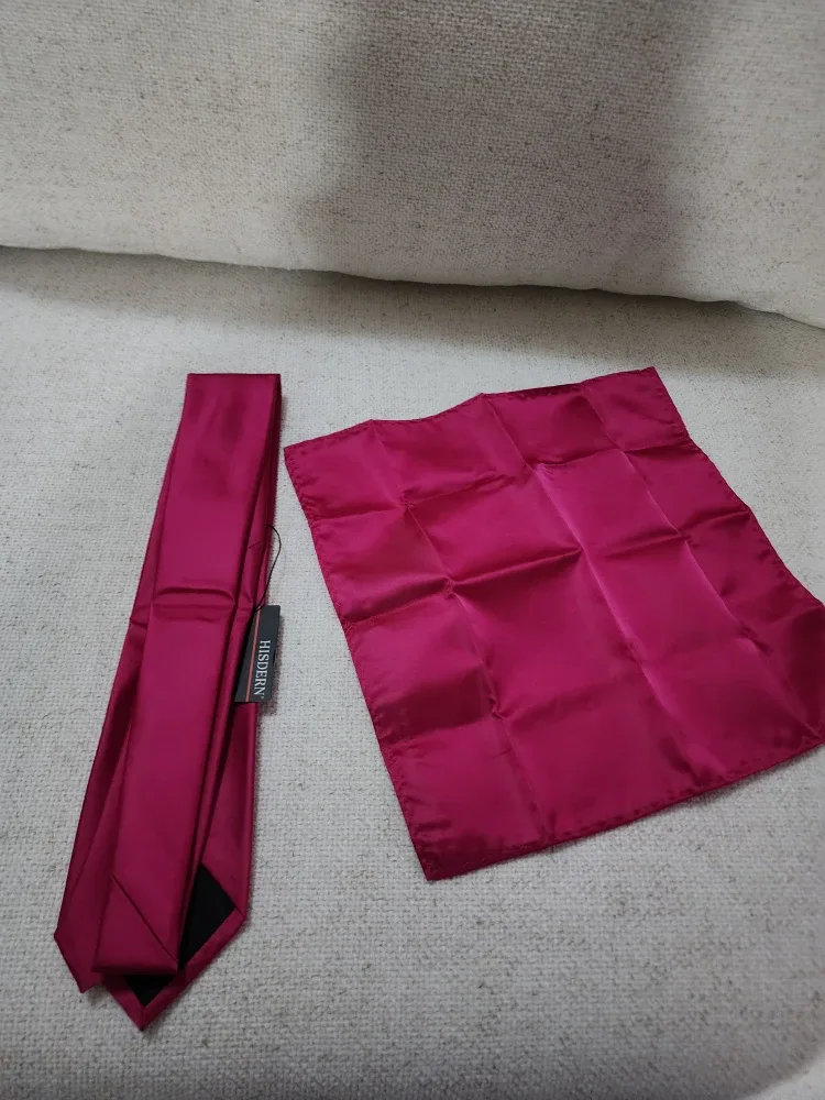 HISDERN Tie & Pocket Square Set - Pink image indicator(2)