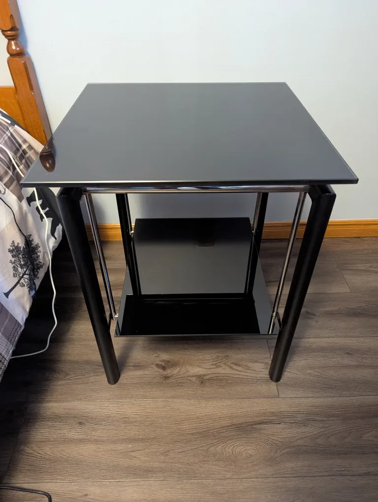 Black Glass Top Side Table