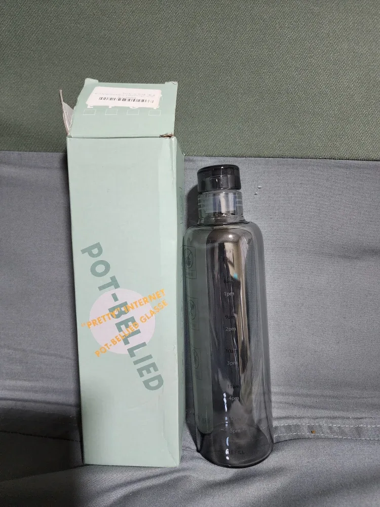 POT-ELLIED Water Bottle with Time Scale - New