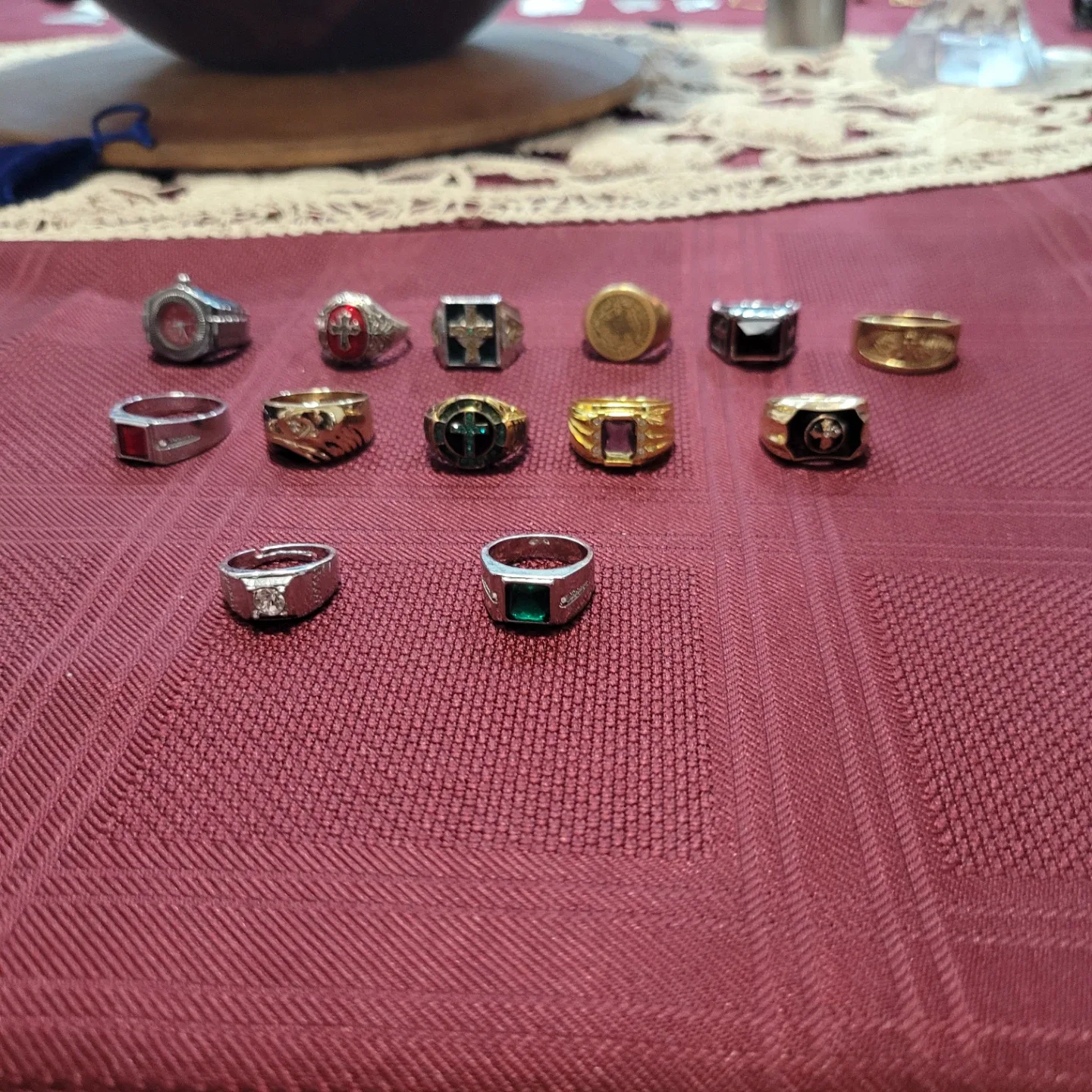 Assorted Rings, Necklaces, Watch, and Belt Buckle