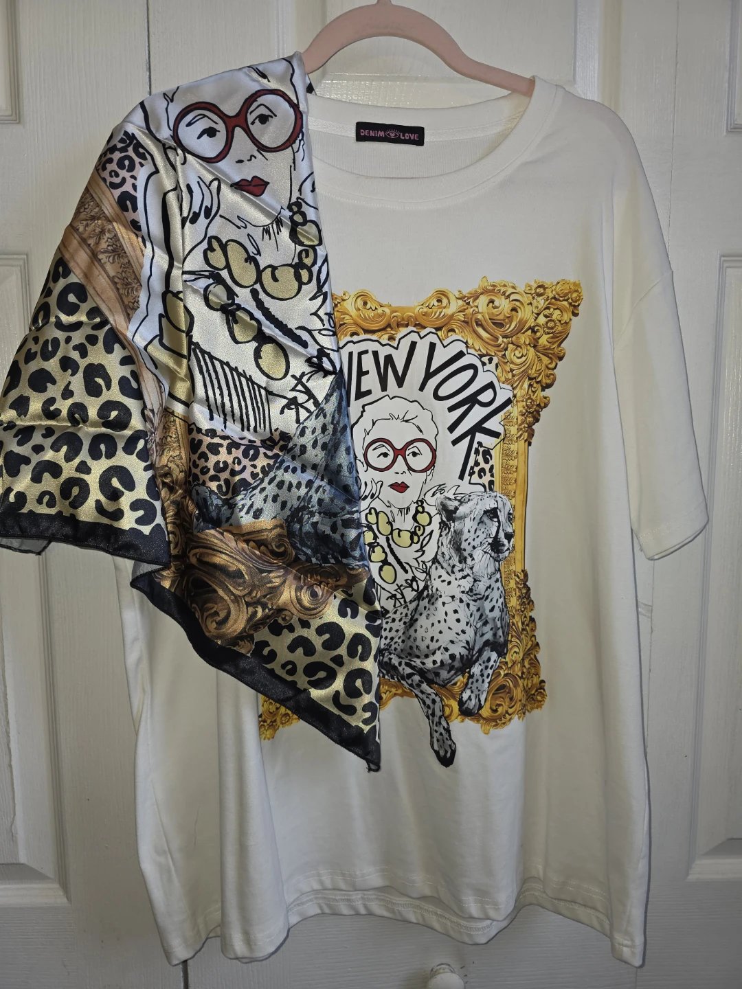 Denim Love White Graphic T-Shirt