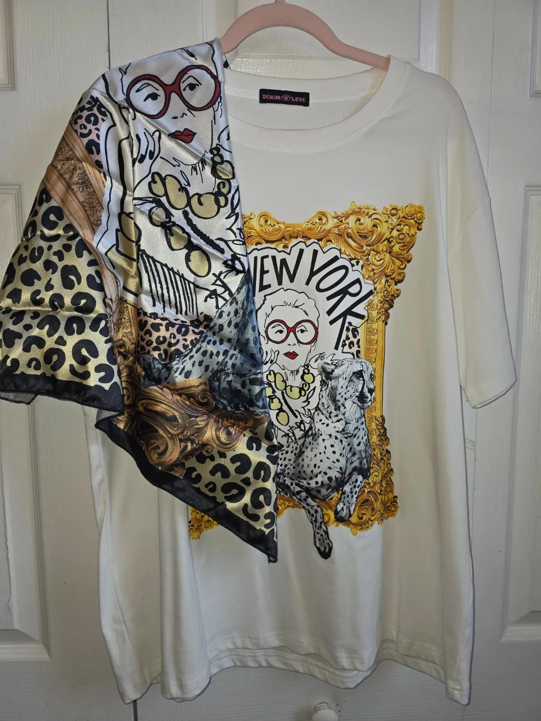 Denim Love White Graphic T-Shirt