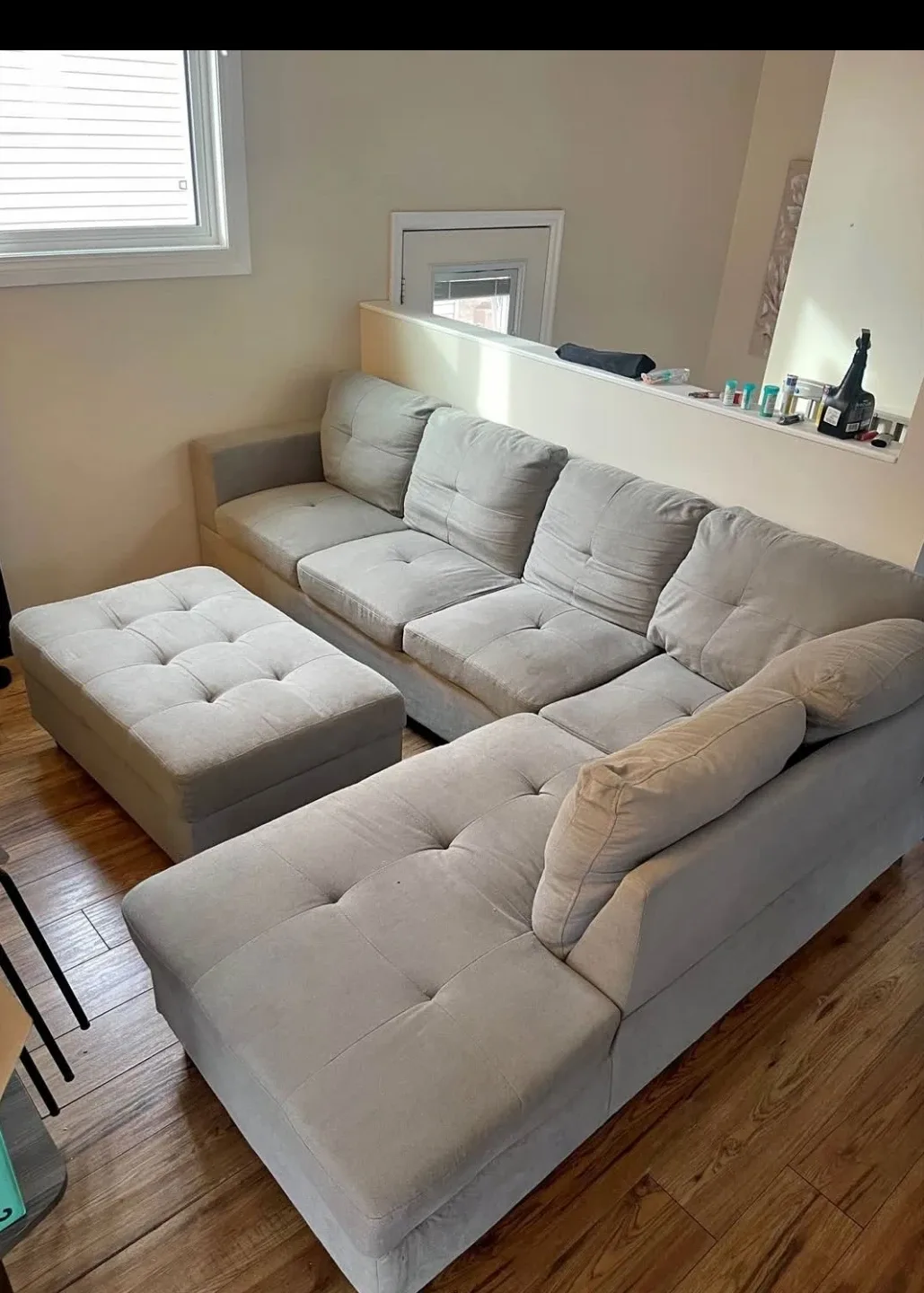 Beige Sectional Sofa with Ottoman image indicator(2)