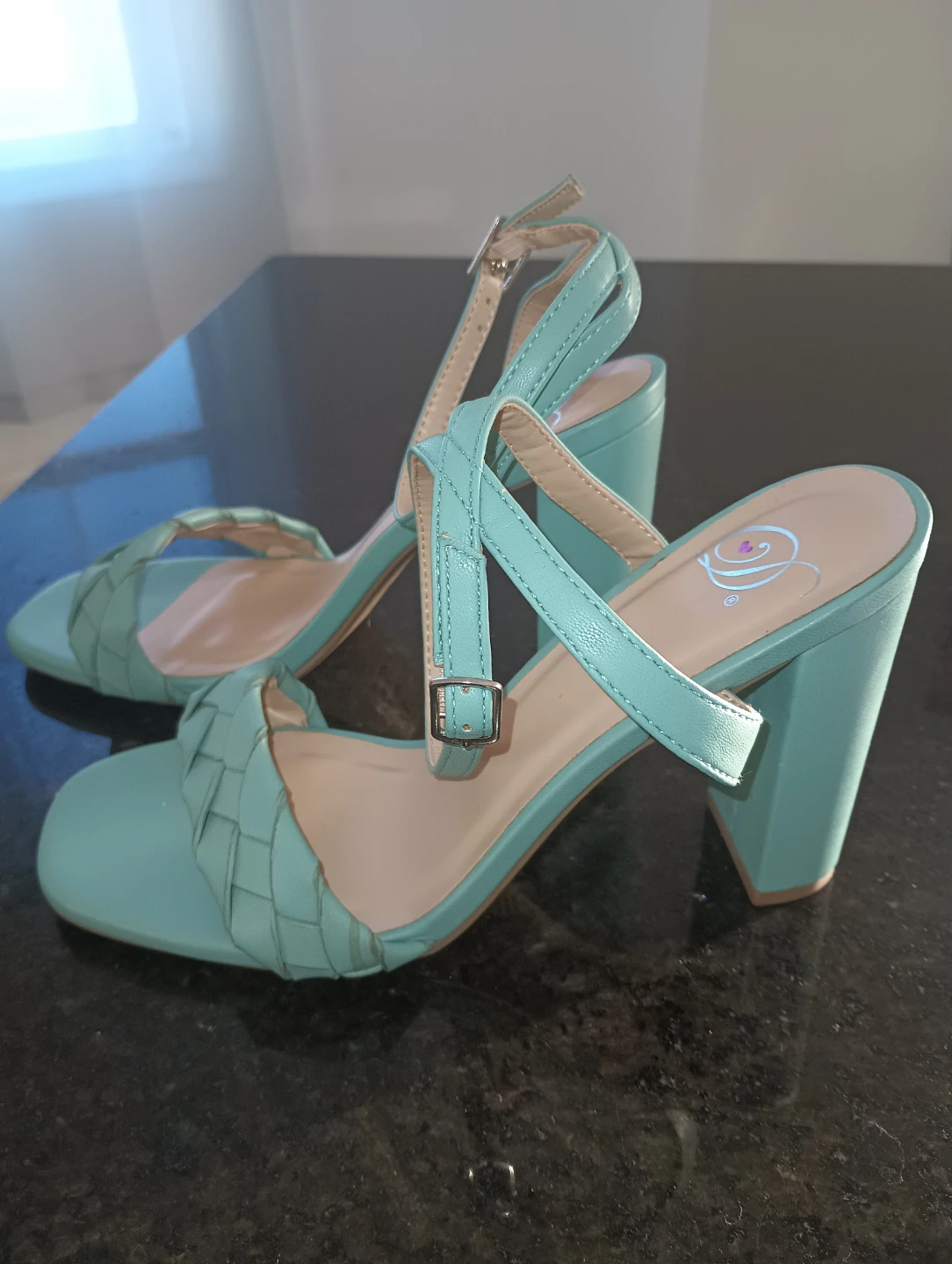 DREAM PAIRS Turquoise Woven Heels