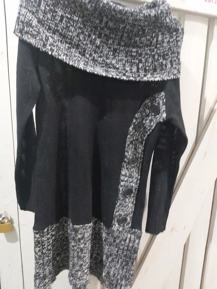 Black & Grey Knit Sweater Dress