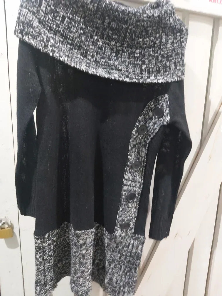 Black & Grey Knit Sweater Dress