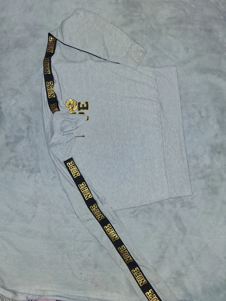 Grey NOPE Quarter-Zip Pullover, Size L