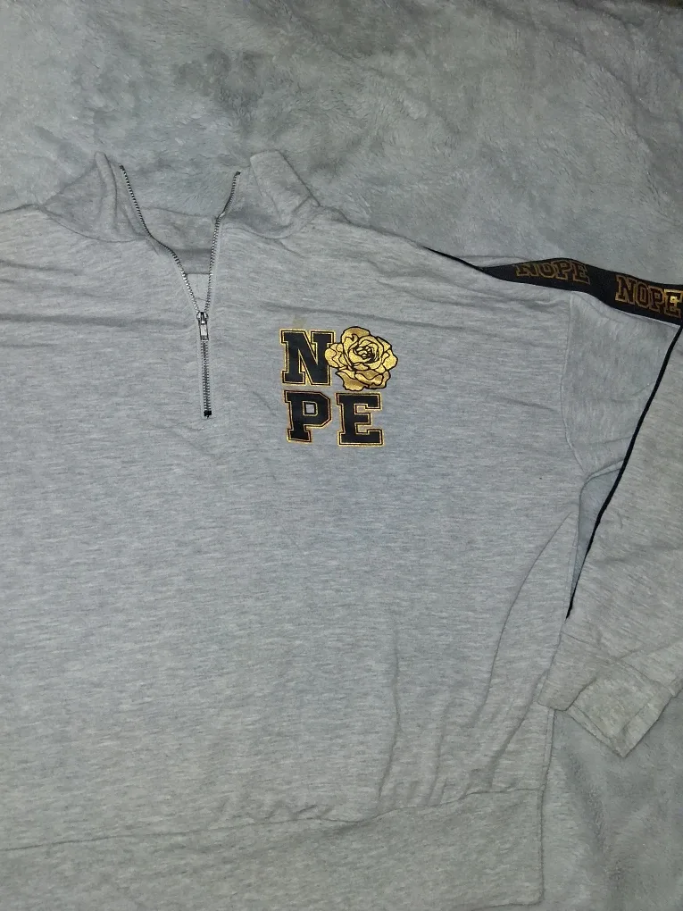 Grey NOPE Quarter-Zip Pullover, Size L image indicator(2)