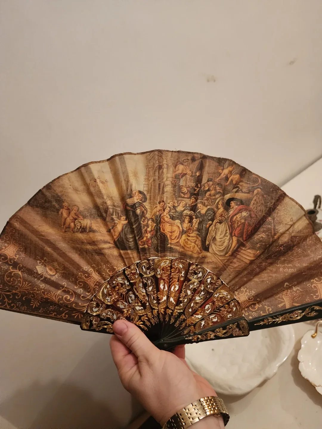 Vintage Hand Fan with Rubens Painting image indicator(2)