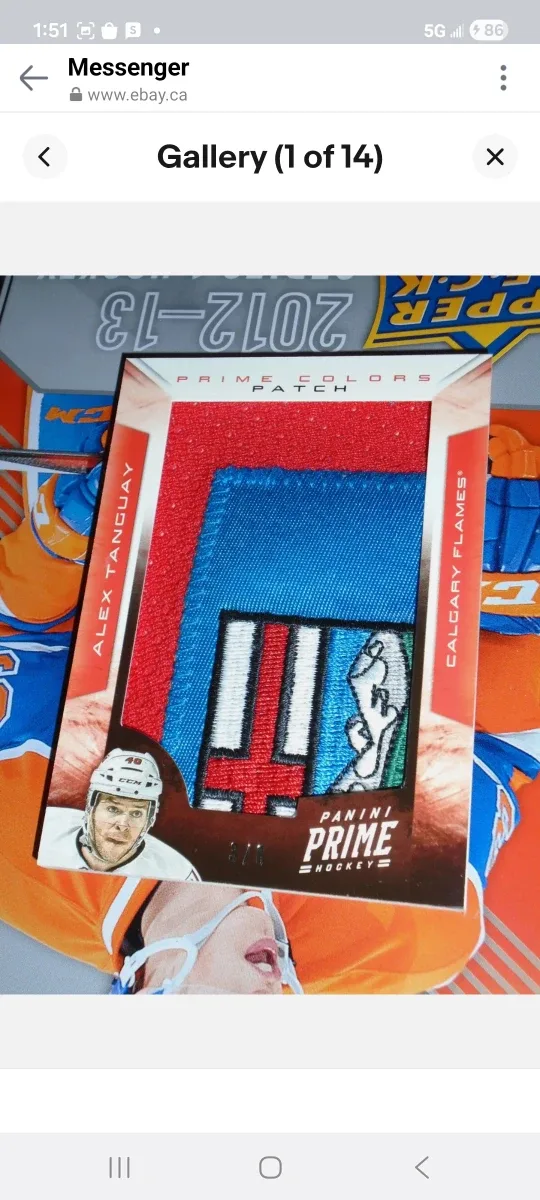 Alex Tanguay Panini Prime Hockey Card/ Calgary Flames
