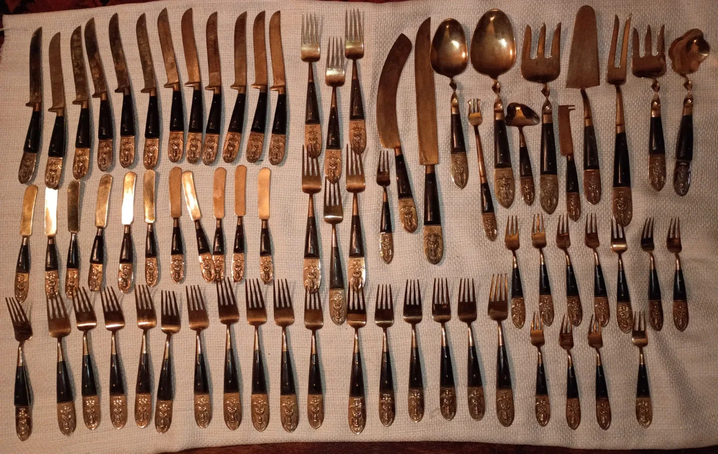 Vintage Siam Brass & wood Flatware Set thumbnail
