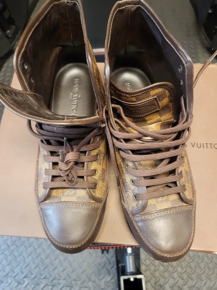 Louis Vuitton Damier High-Top Sneakers, Size 7 image indicator(3)