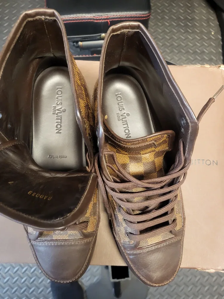 Louis Vuitton Damier High-Top Sneakers, Size 7 image indicator(4)