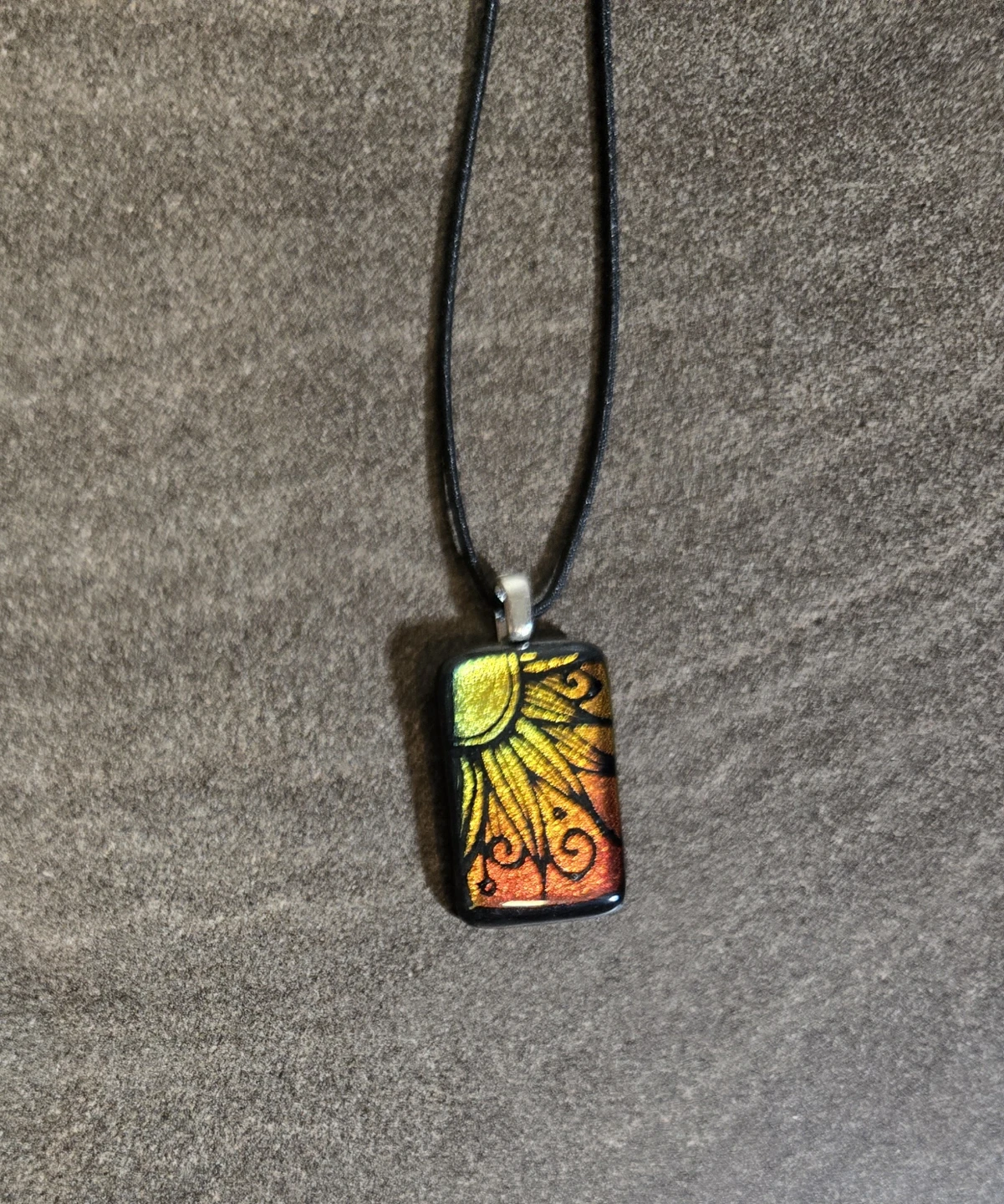 Handmade Fused Dichroic Glass Pendant Necklace