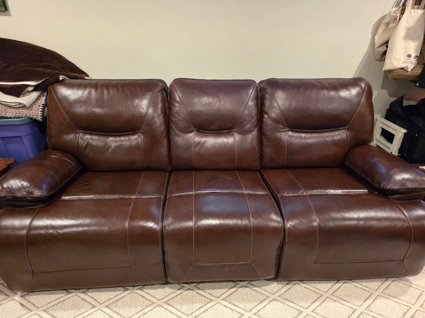 Brown Leather Reclining Sofa image indicator(3)