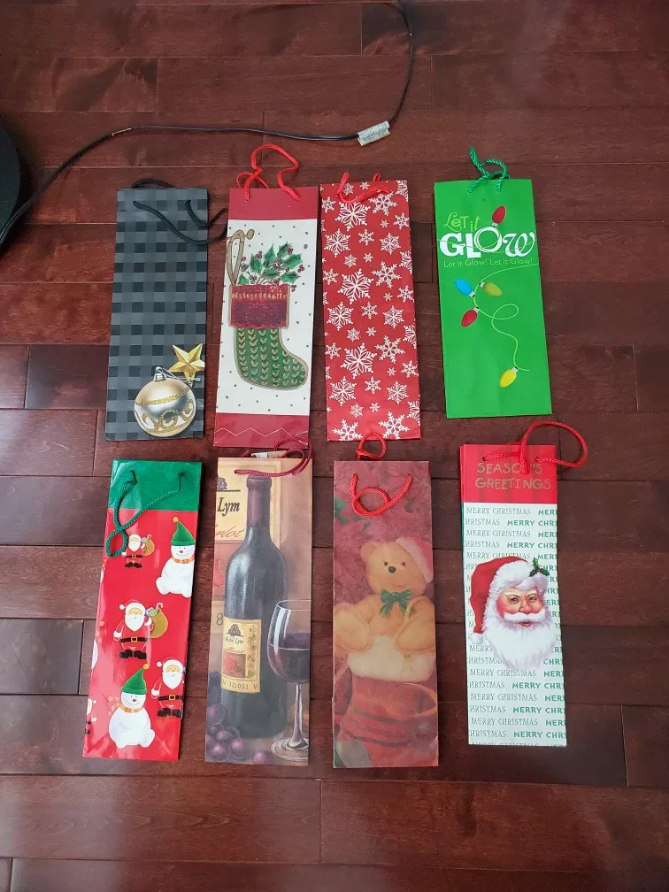 Christmas Wine Gift Bags - Set of 8