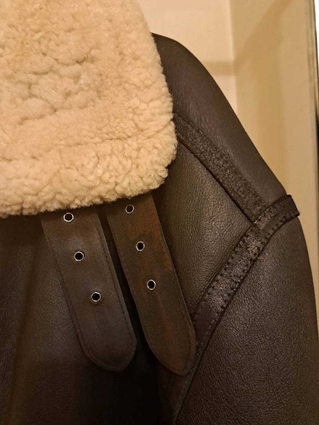 Shearling Leather Bomber Jacket image indicator(7)