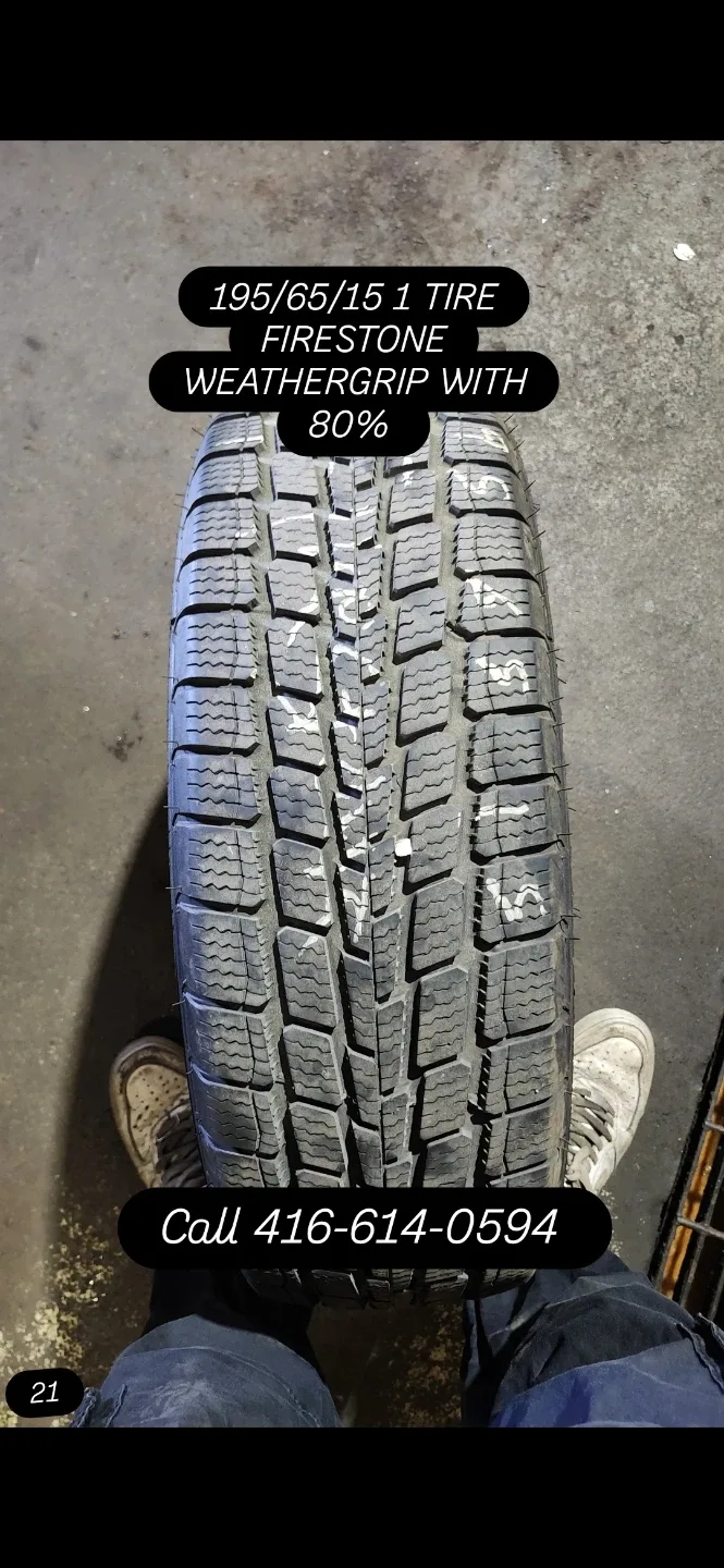 Firestone WeatherGrip Tire 195/65/15 - 80% Tread thumbnail