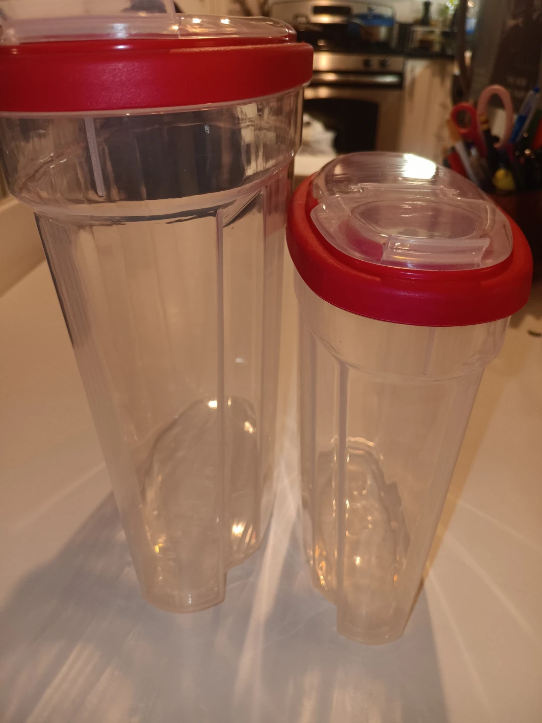 Two Clear Plastic Food Storage Containers