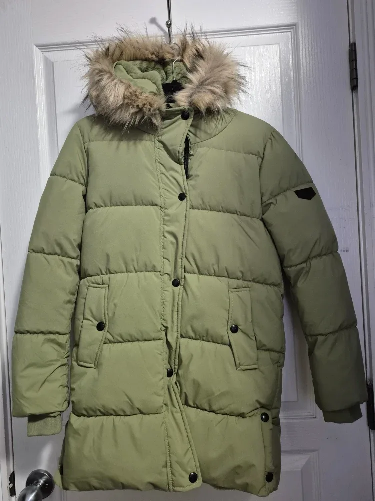Girls XL (16) Puffer jacket - sage green