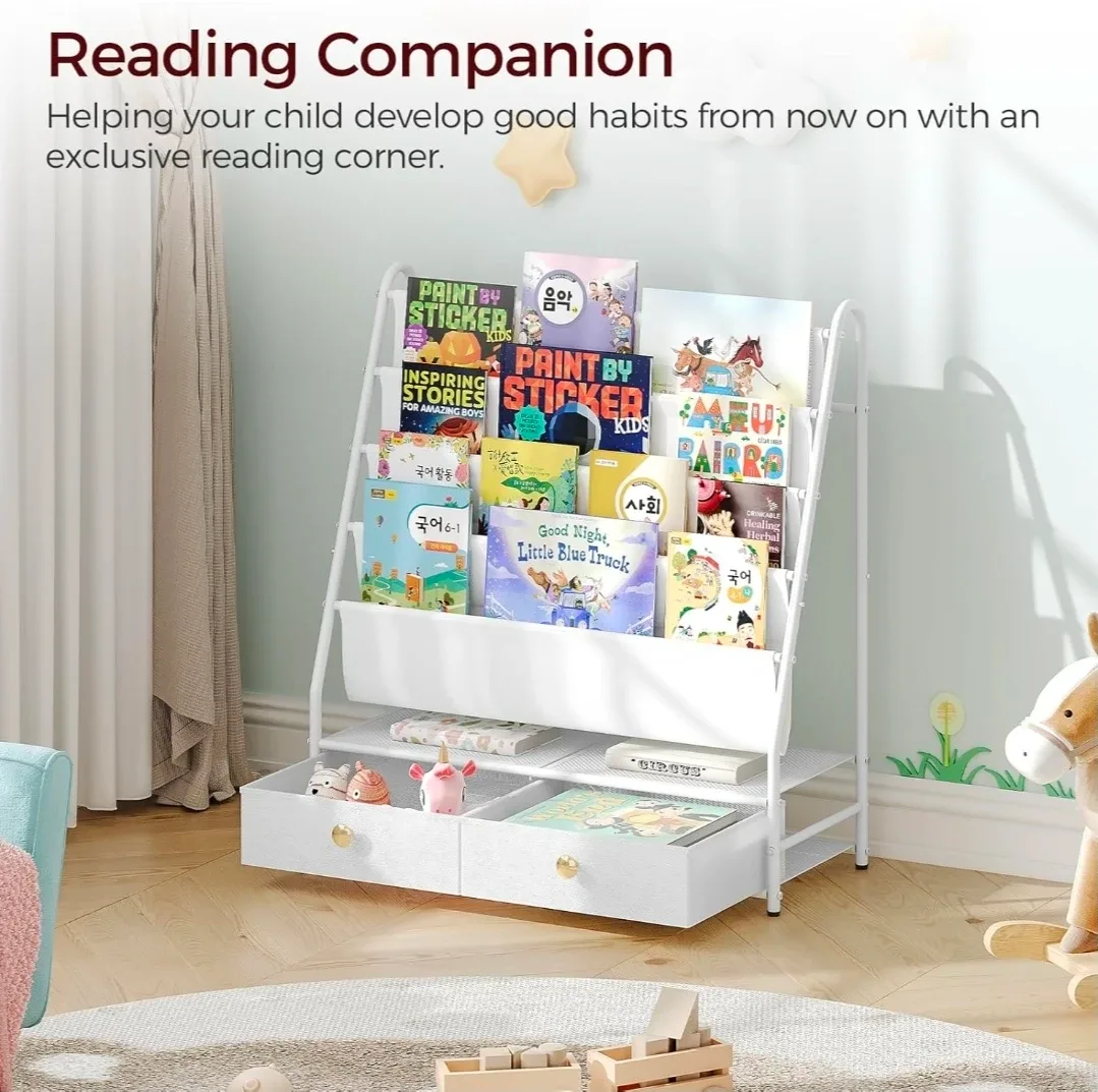 Kids 4-Tier Bookshelf with Fabric Drawers - NEW image indicator(2)