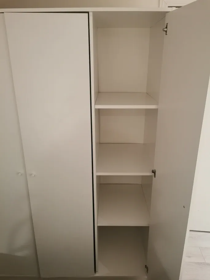 White Wardrobe with Shelves and Rod image indicator(4)