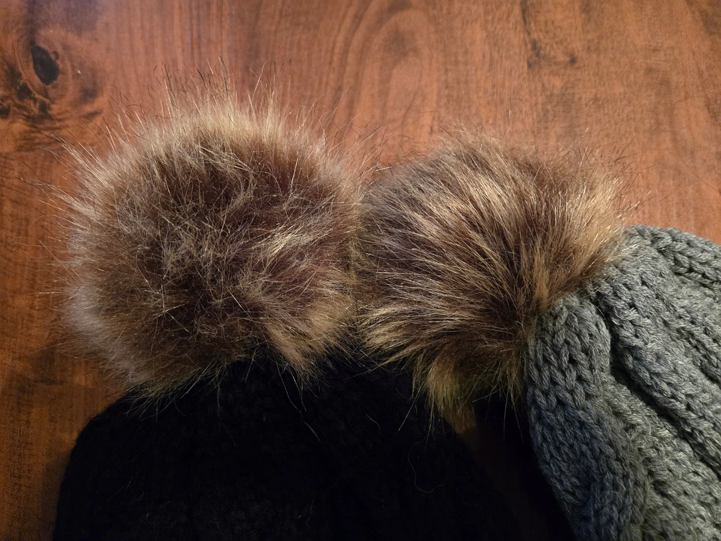 2 Beanies with Faux Fur Pom-Poms - photo 3