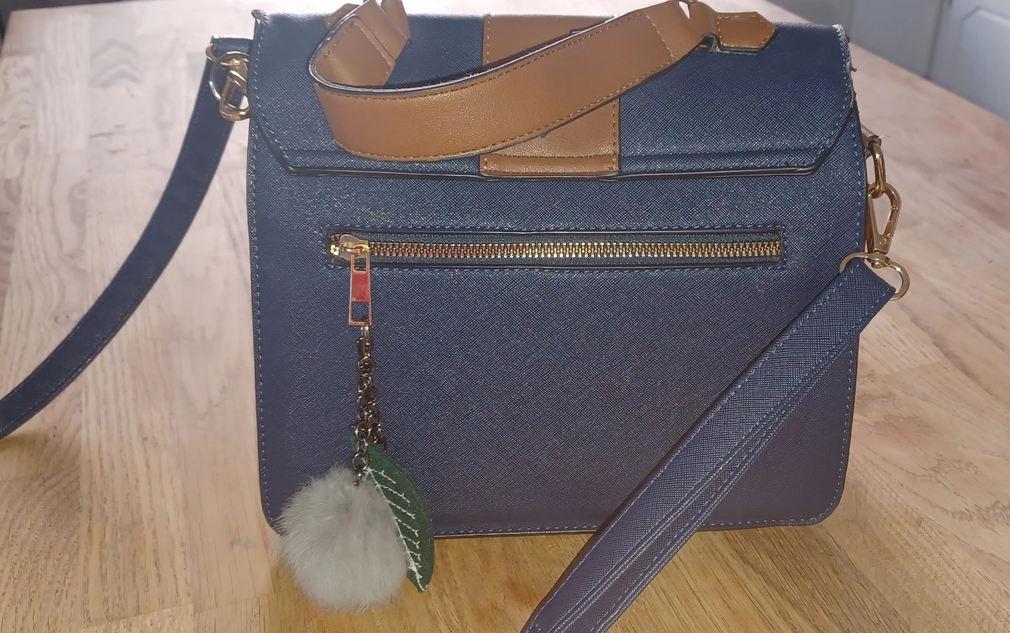 Navy Blue & Brown Shoulder Bag - photo 2