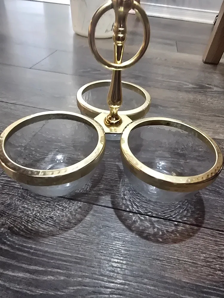 Gold-tone Glass Serving Dish image indicator(2)