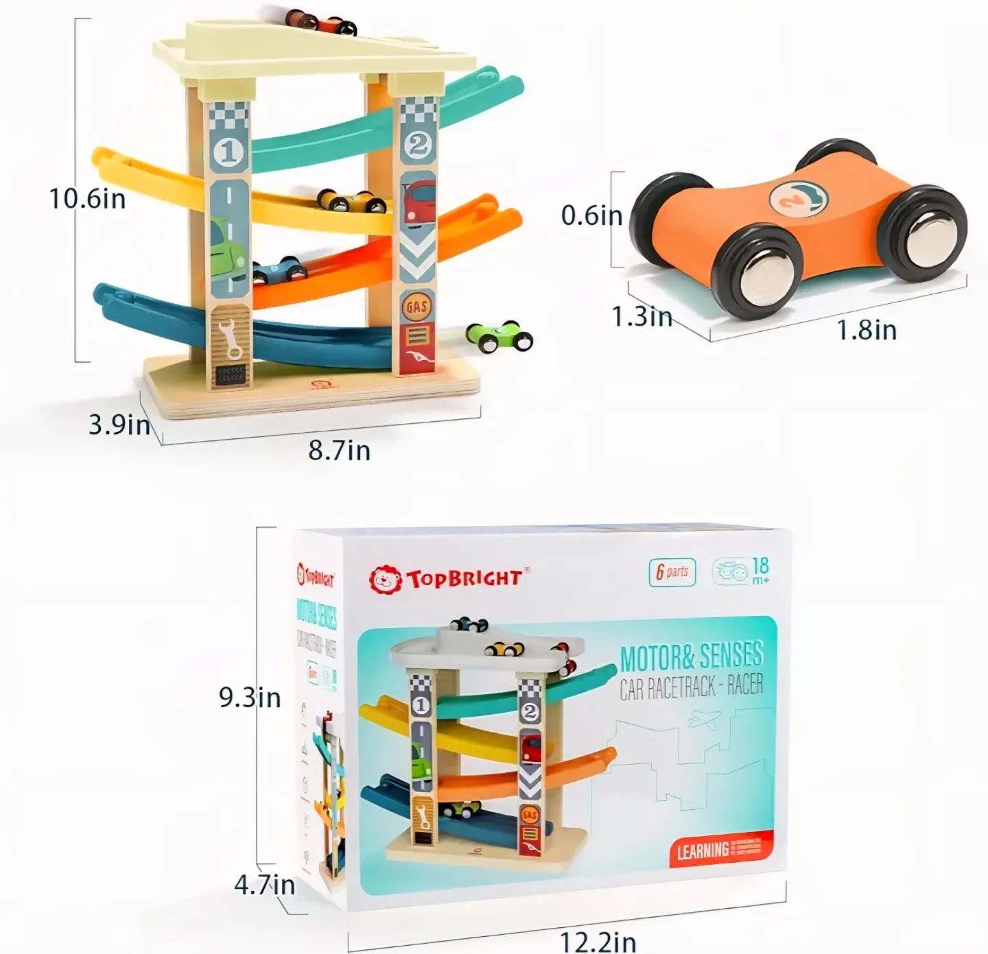 Top Bright Wooden Motor& Senses Car Race Track-Racer image indicator(2)