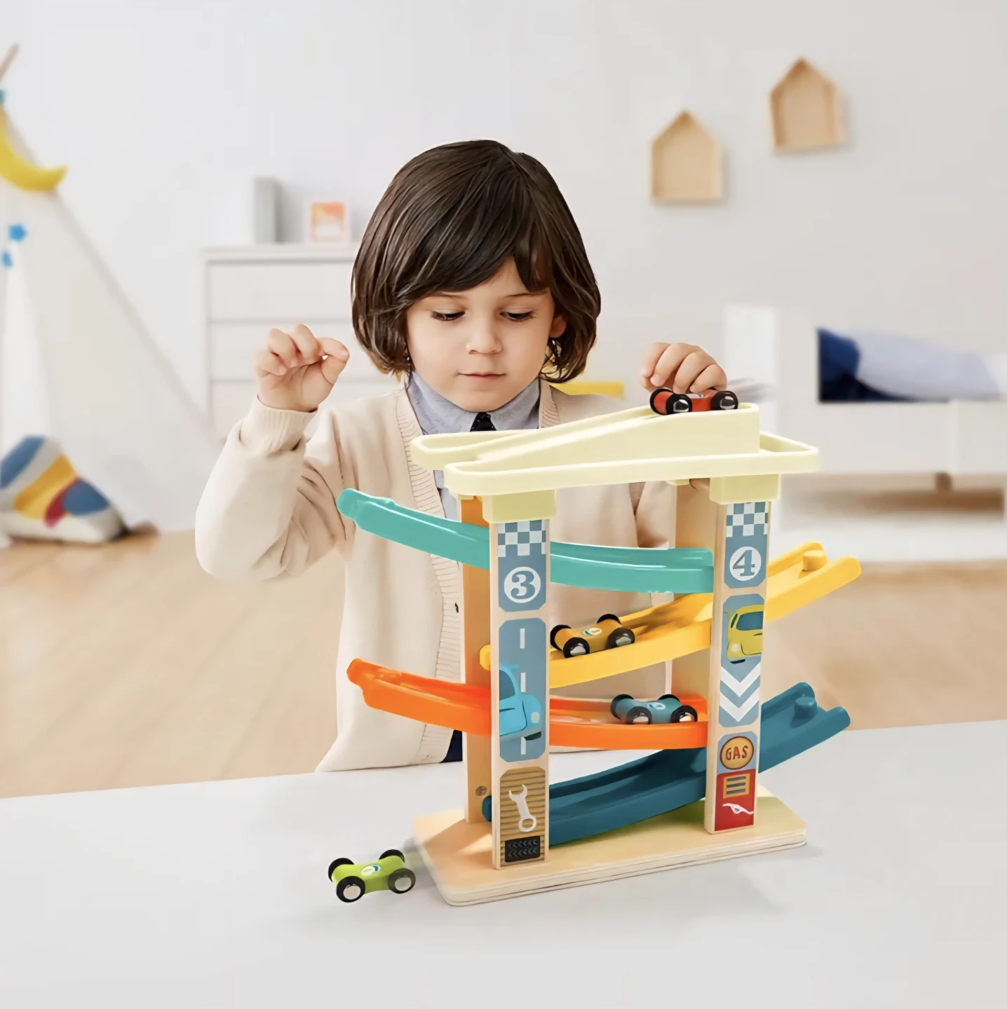 Top Bright Wooden Motor& Senses Car Race Track-Racer - photo 4