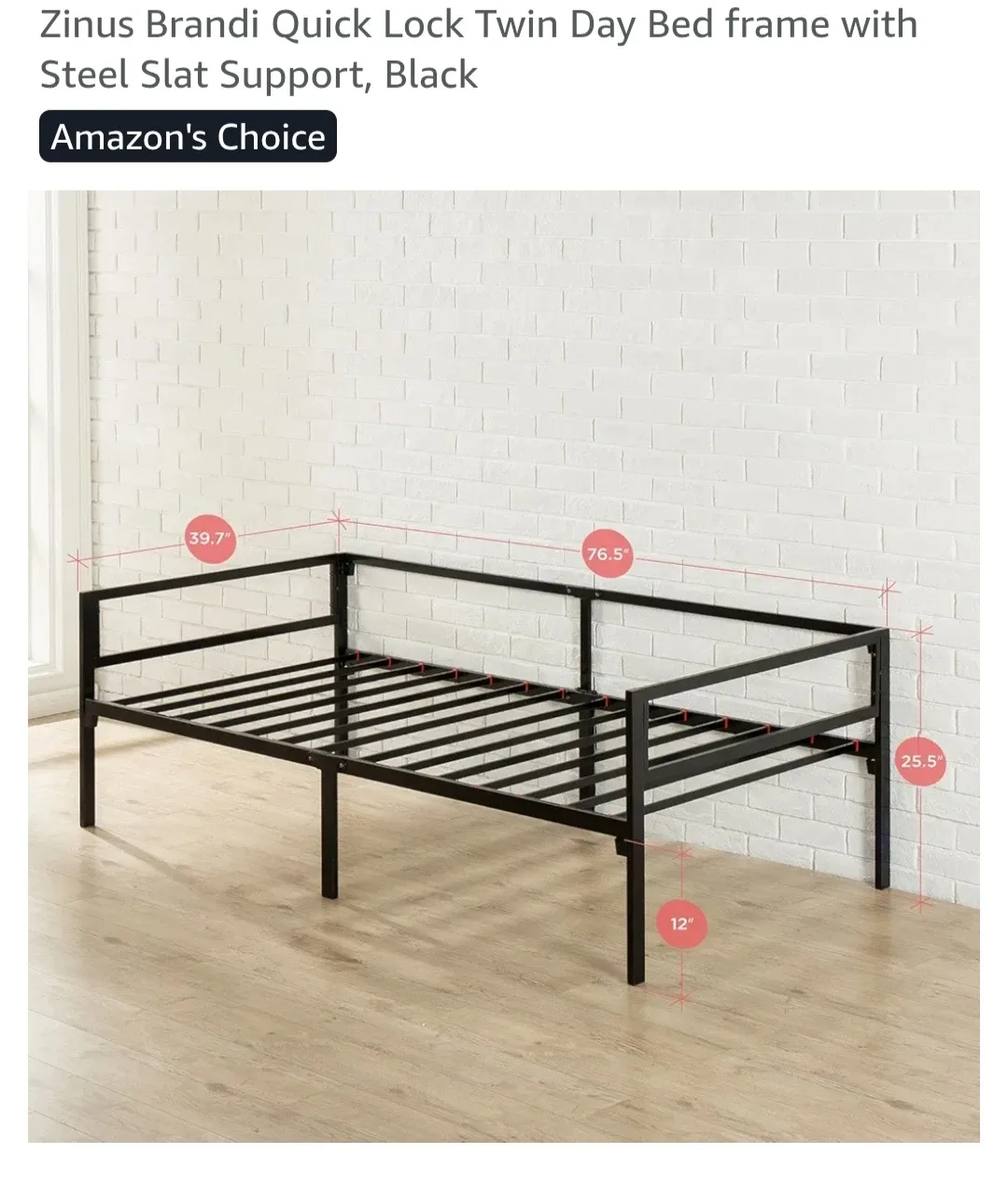 Zinus Brandi Twin Day Bed Frame - Black