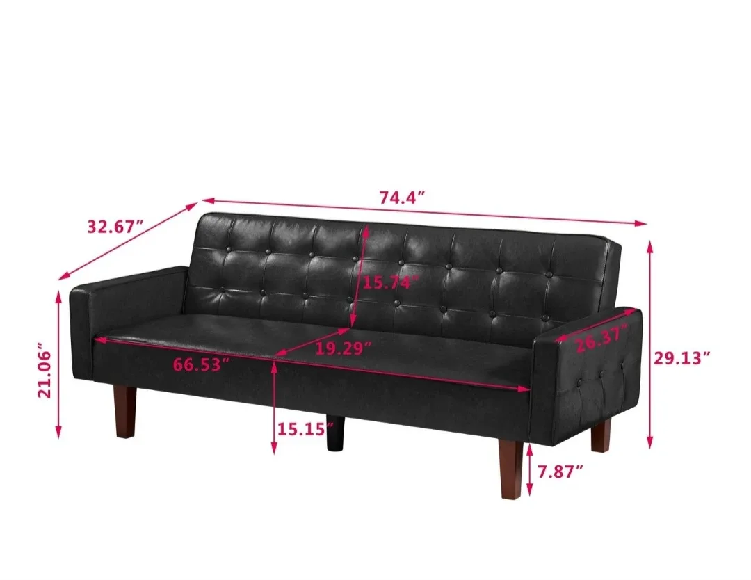 Black Futon Sofa Bed - Like New! image indicator(5)