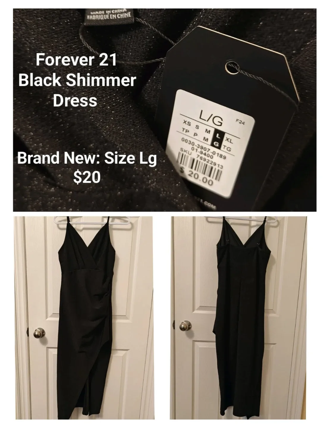 Forever 21 Black Shimmer Dress - Size L
