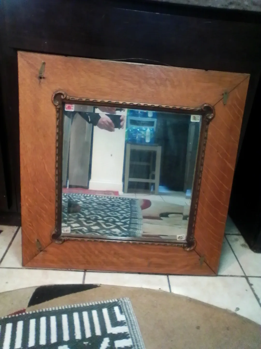 Vintage Wooden Framed Mirror image indicator(2)