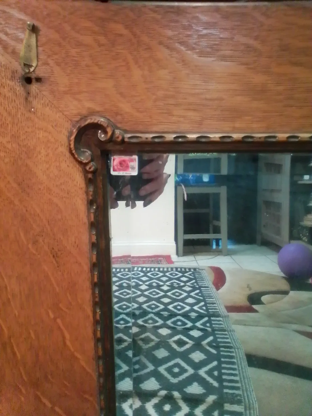 Vintage Wooden Framed Mirror image indicator(3)