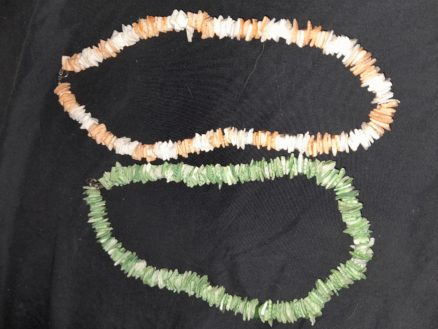 Shell Chip Necklaces - Green & Orange